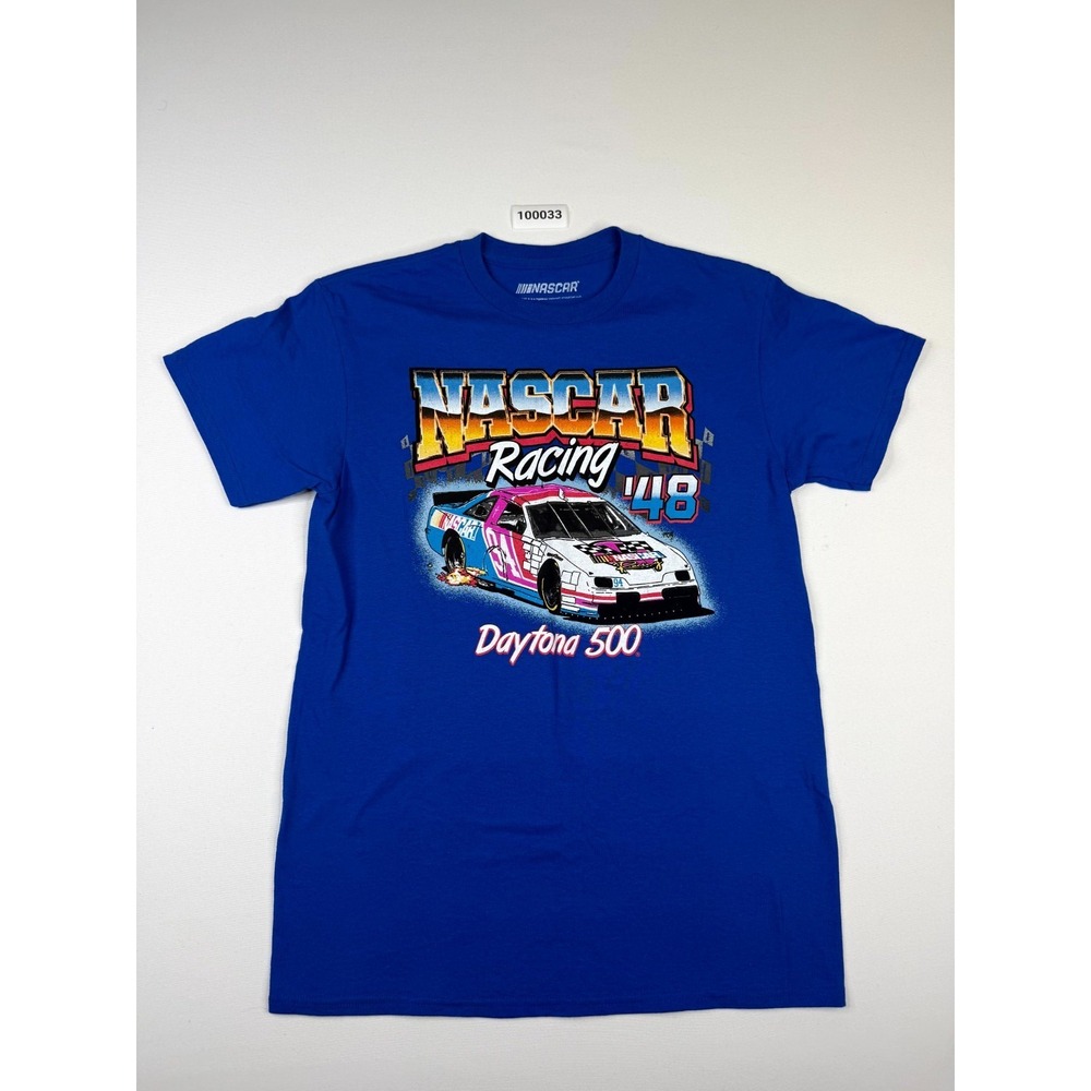 Nascar Racing '48 Daytona 500 T Shirt Mens Small Royal Blue Graphic Print Cotton